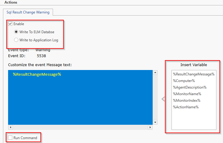 SQL monitor actions