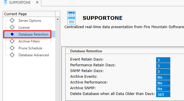 Database Retention